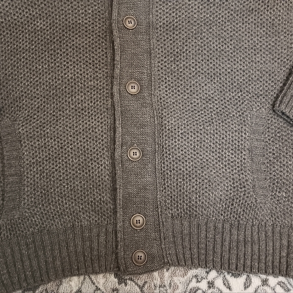 Daniele Blasi Mens Chunky Knit Cardigan XL Gray Sherpa Collar Wool Blend Grandpa - Picture 5 of 13